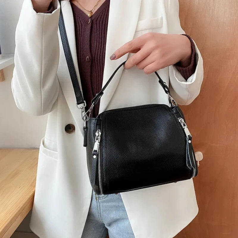 Genuine Leather Handbag Women's Cowhide Shoulder & Crossbody Bag
