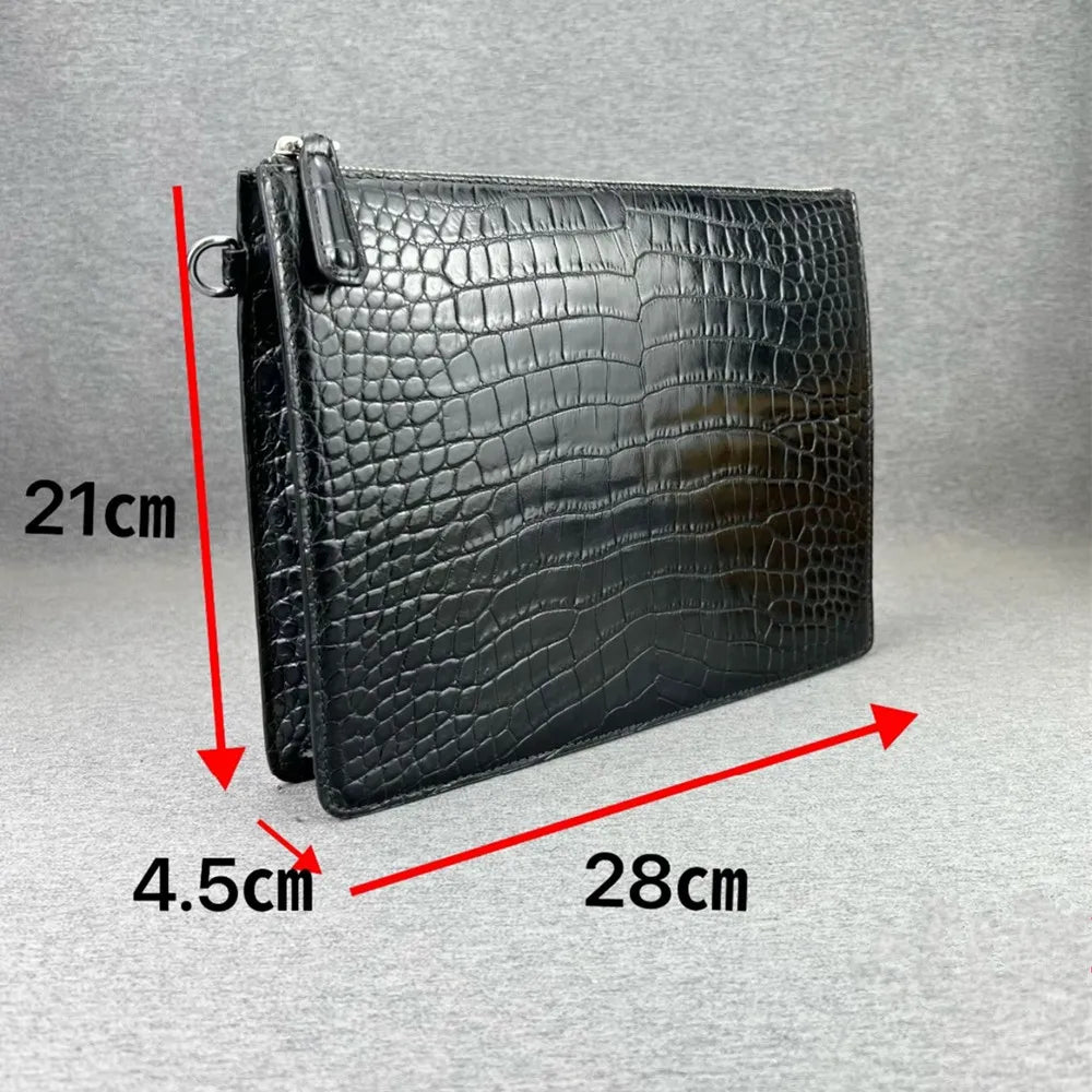 Crocodile Leather Men's Clutch Wristlet – Envelope Handbag