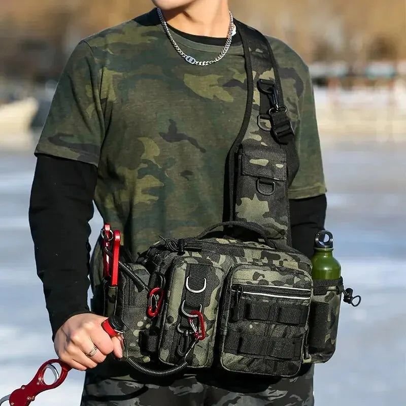 Fishing Tackle Sling Bag – Multi-Pocket Gear Storage Backpack