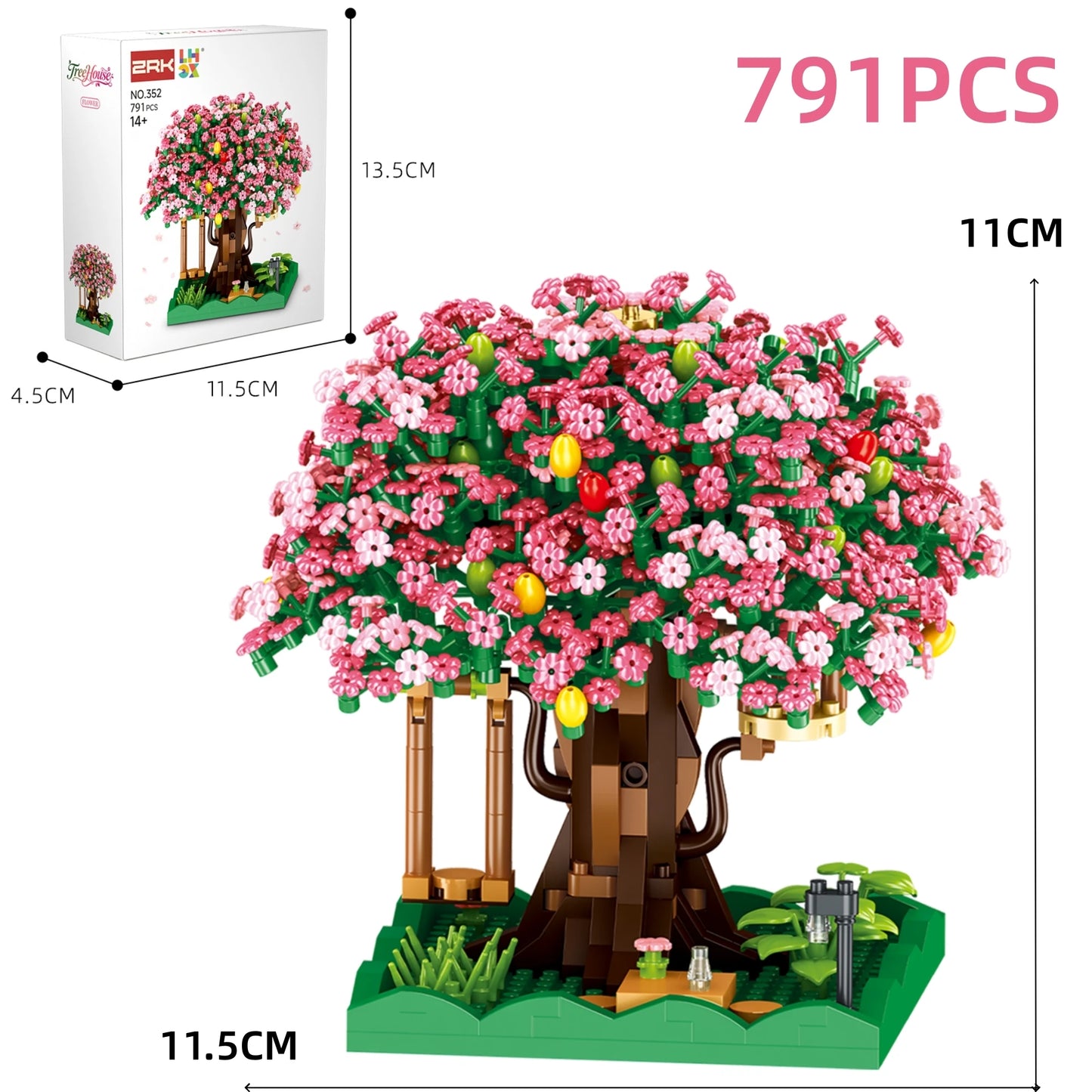Cherry Blossom Tree House Building Blocks Set – DIY Floral Model Kit