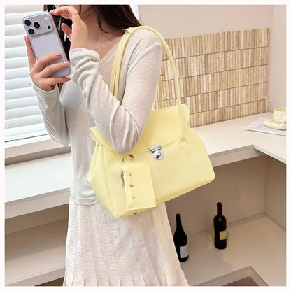 Frosted Texture Lightweight Casual Shoulder Bag Cute Girly Dopamine-Color Jelly