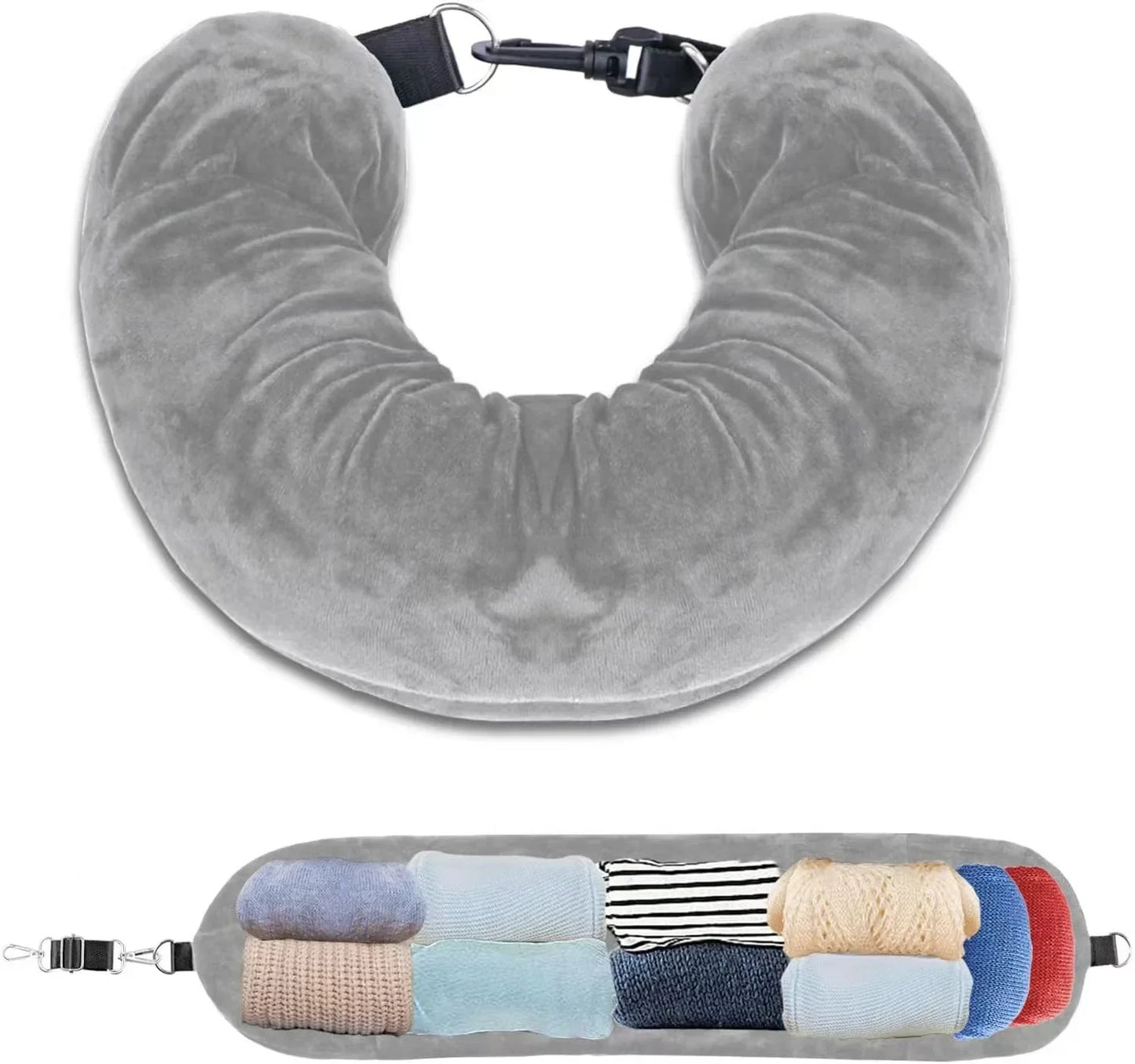 2-in-1 Travel Neck Pillow with Hidden Storage Compartment