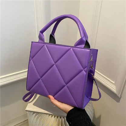 Quilted Plaid Handbag – Top Handle Crossbody Shoulder Bag