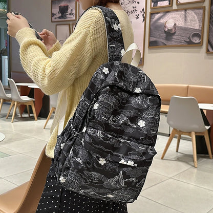 Chinese Ink Painting Backpack – Large Capacity Retro Student Bag