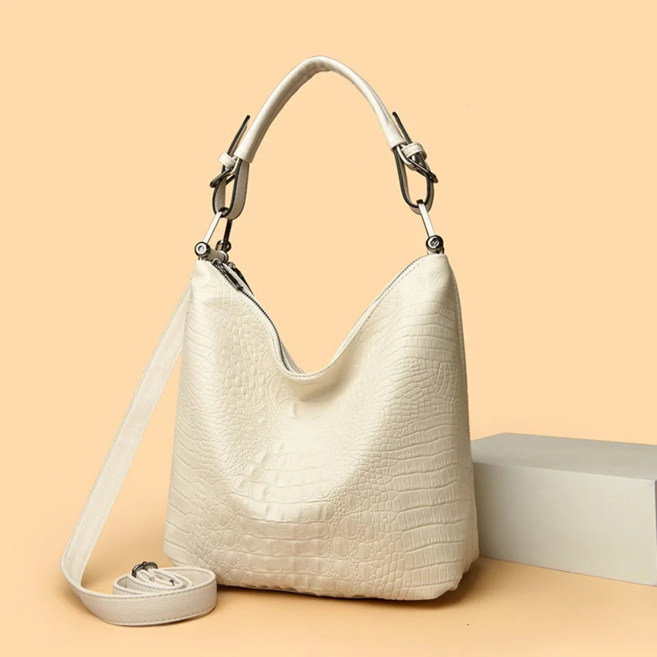 Crocodile Pattern Hobo Bag for Women – Leather Shoulder Crossbody