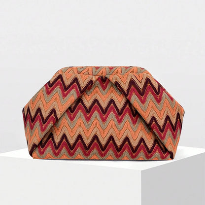Bohemian Jacquard Clutch Bag – Women's Pleated Cloud Evening Purse