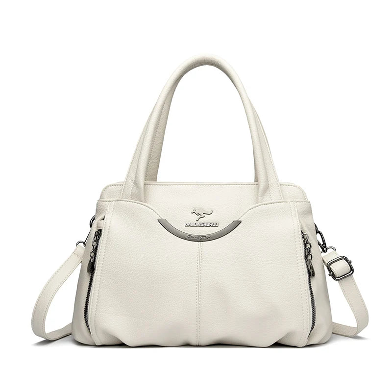 Multi-Pocket PU Leather Handbag for Women – Luxury Shoulder Tote