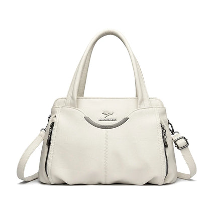 Multi-Pocket PU Leather Handbag for Women – Luxury Shoulder Tote