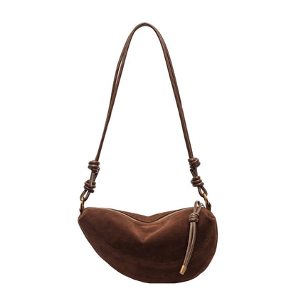 Faux Suede Dumpling Hobo Bag – Women's Crossbody Shoulder Bag