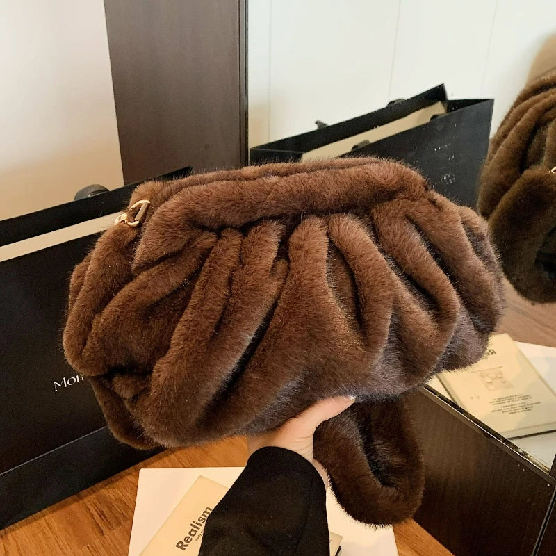 Fluffy Faux Fur Cloud Crossbody Bag for Women