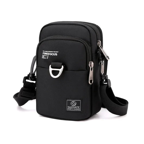 Men's Small Nylon Crossbody Shoulder Bag – 3-Layer Mini Messenger