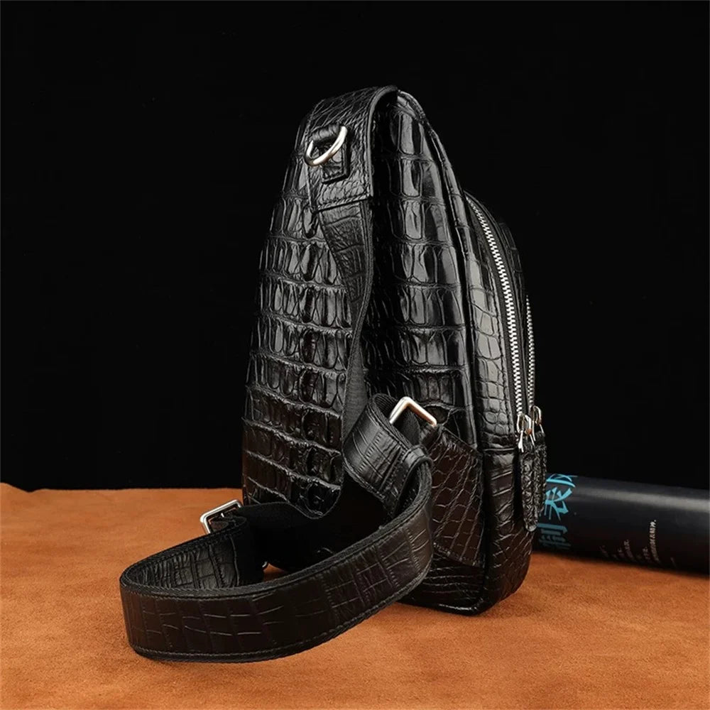 Men's Genuine Crocodile Leather Sling Bag – Luxury Crossbody