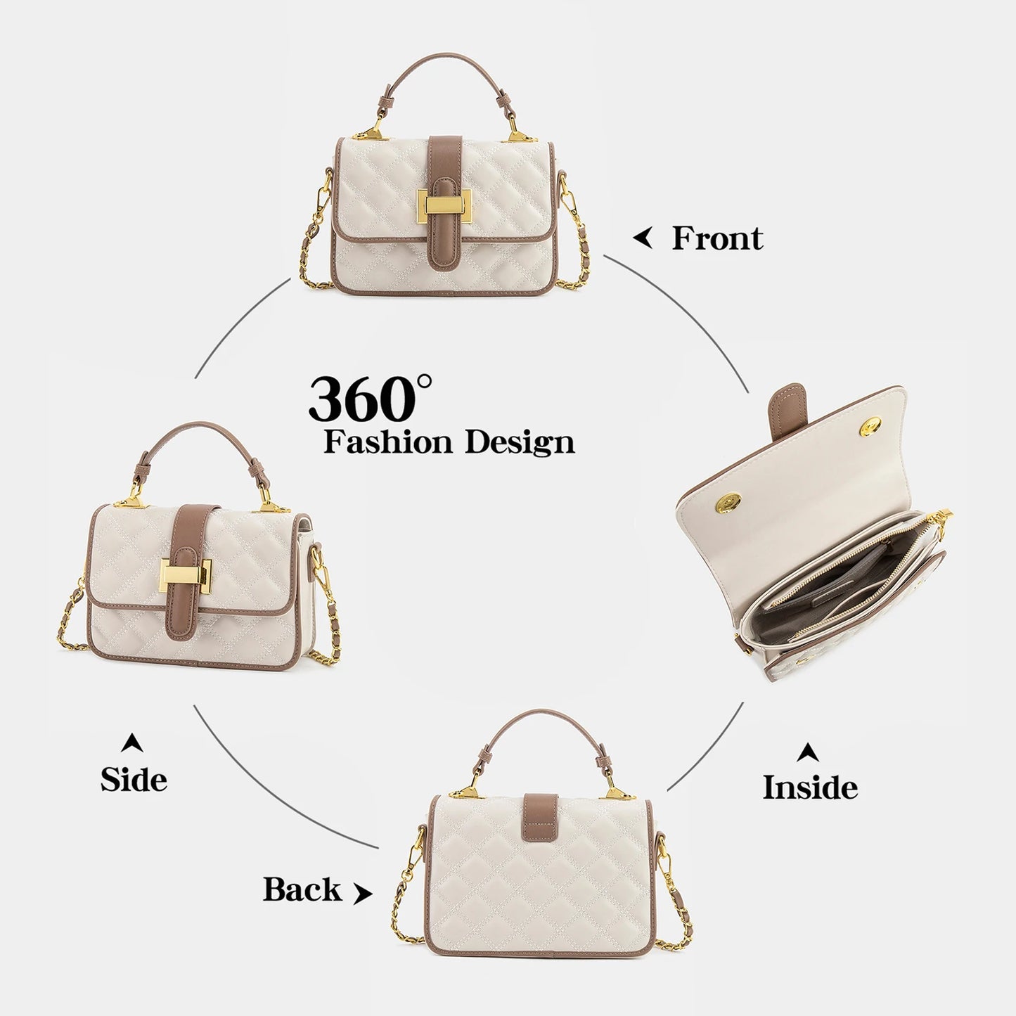 Quilted Leather Crossbody Bag – Women's Color Block Shoulder Bag