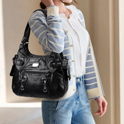 Hobo Bag for Women – Washed Soft PU Leather Shoulder Tote