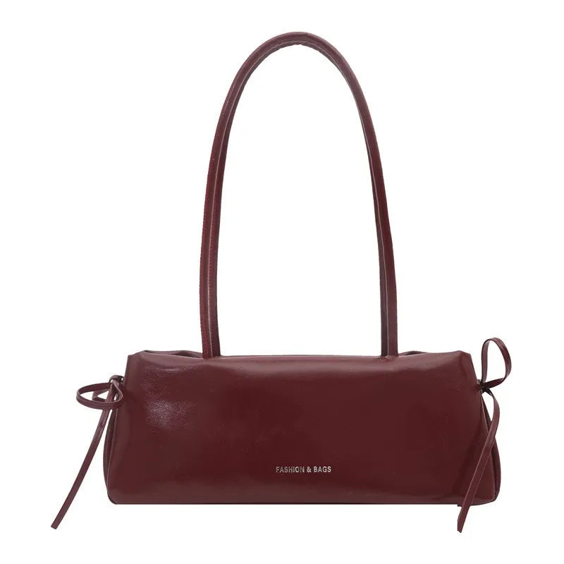 Ballet Style Bow Shoulder Bag – Elegant PU Leather Square Handbag