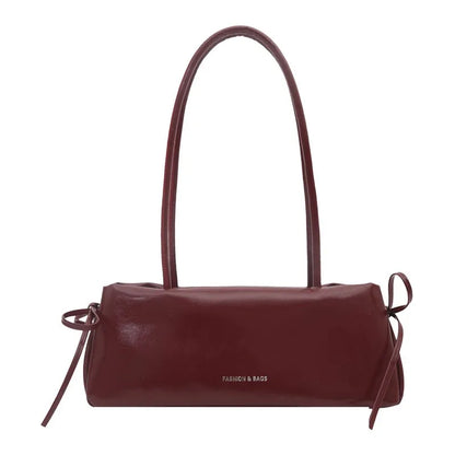 Ballet Style Bow Shoulder Bag – Elegant PU Leather Square Handbag