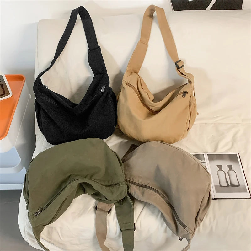 Canvas Shoulder Bag for Women – Casual Crossbody Messenger Bag