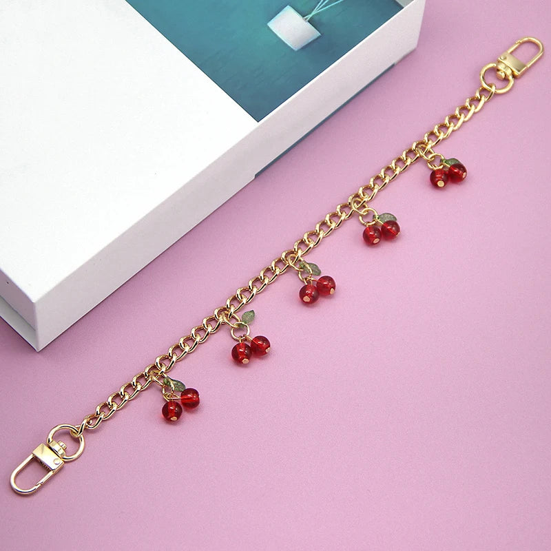 Zinc Alloy Cherry Pendant Bag Chain – Detachable Handbag Extension