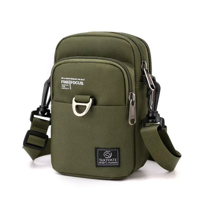Men's Nylon Crossbody Bag – 3-Layer Mini Messenger Shoulder Bag