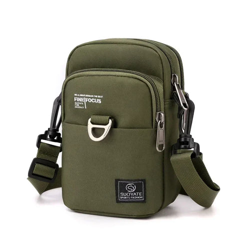Men's Nylon Crossbody Bag – 3-Layer Mini Messenger Shoulder Bag