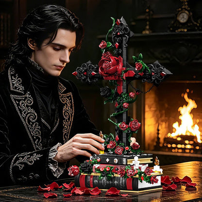 Gothic Rose Cross MOC Building Blocks Set – 1349pcs Floral Display