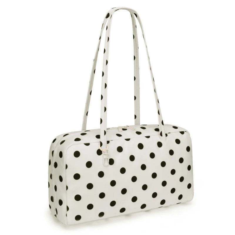 Nylon Shoulder Bag – Polka Dot & Leopard Print Tote for Women
