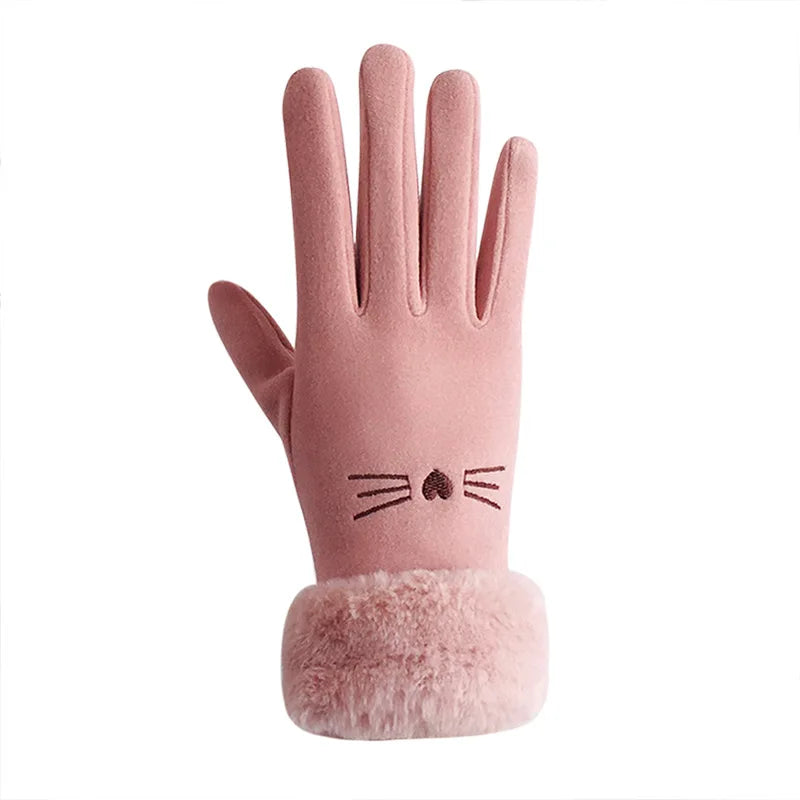 Touchscreen Winter Gloves with Faux Fur Cuff – Warm Knit Gloves for Women & Men