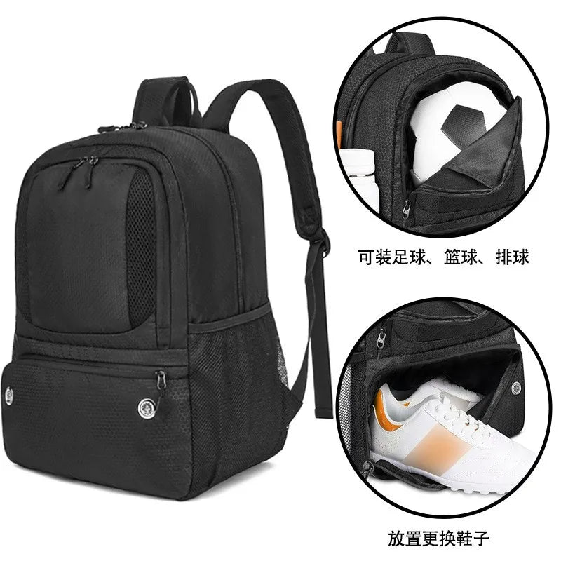 Sports Backpack with Ball & Shoe Compartment – Large Capacity for Soccer, Basketball & Football