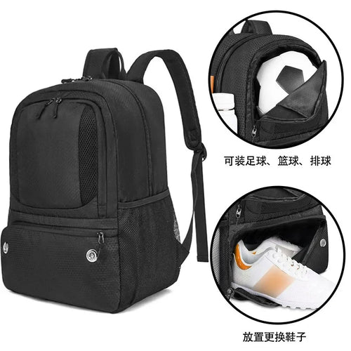 Sports Backpack with Ball & Shoe Compartment – Large Capacity for Soccer, Basketball & Football