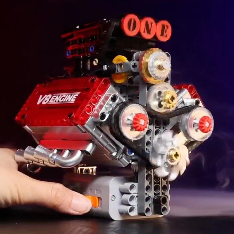 V8 Engine Motorized Building Blocks Technical Model Set