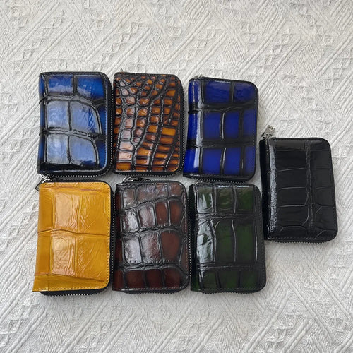 Genuine Crocodile Leather Zipper Coin Purse & Card Wallet