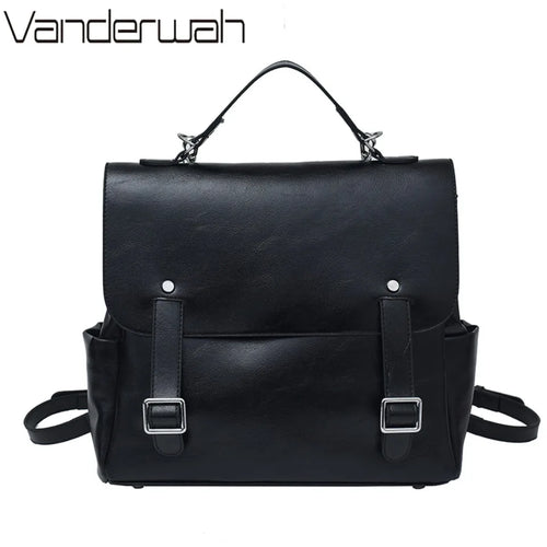 Leather Women's Backpack – Vintage College Style Shoulder Bag