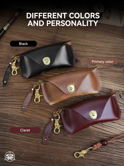 Handmade Genuine Leather Sunglasses Case for Men