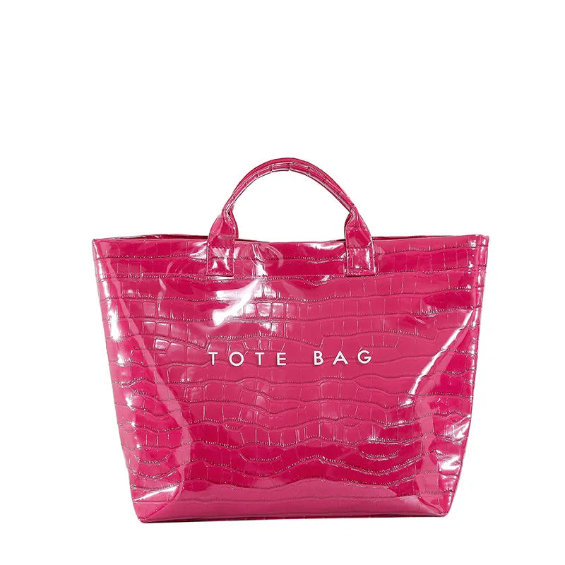 Crocodile Embossed Tote Bag – Large Capacity Luxury Hobo Handbag for Women