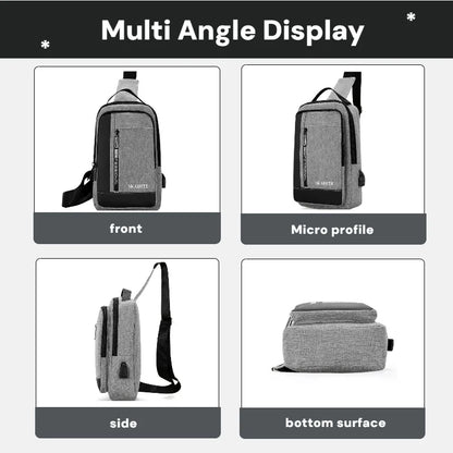 Men's Sling Chest Bag with USB Charging Port – Casual Oxford