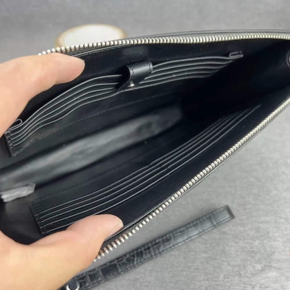 Crocodile Leather Men's Clutch Wristlet – Envelope Handbag