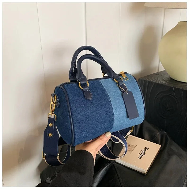 Colorblock Mini Boston Bag – Patchwork Crossbody Handbag