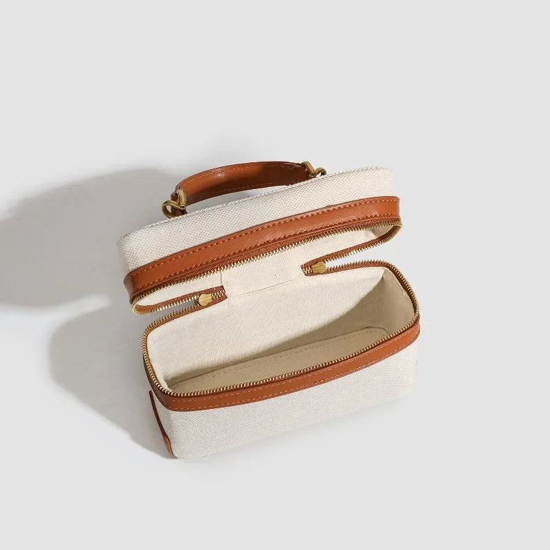 Mini Box Crossbody Bag – Designer Canvas Chain Shoulder Purse for Women