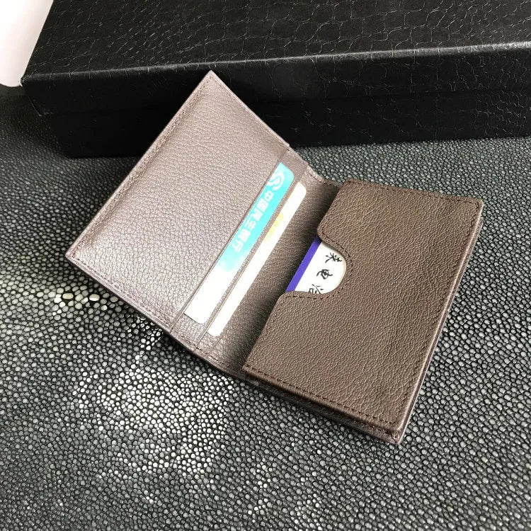 Ostrich Skin Genuine Leather Men's Card Holder Wallet