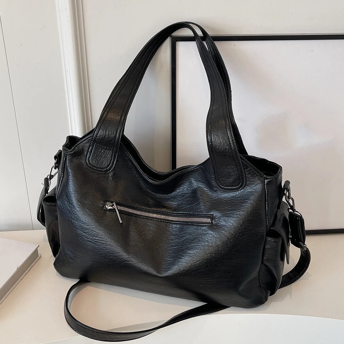 Large Capacity Women's Leather Tote Shoulder Bag