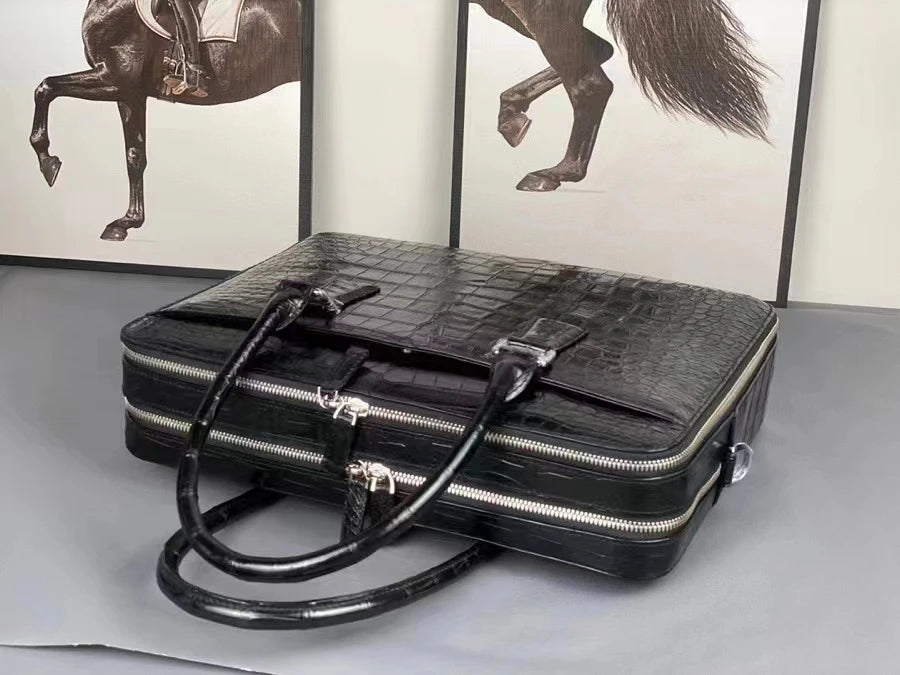 Luxury Crocodile Leather Briefcase for Men