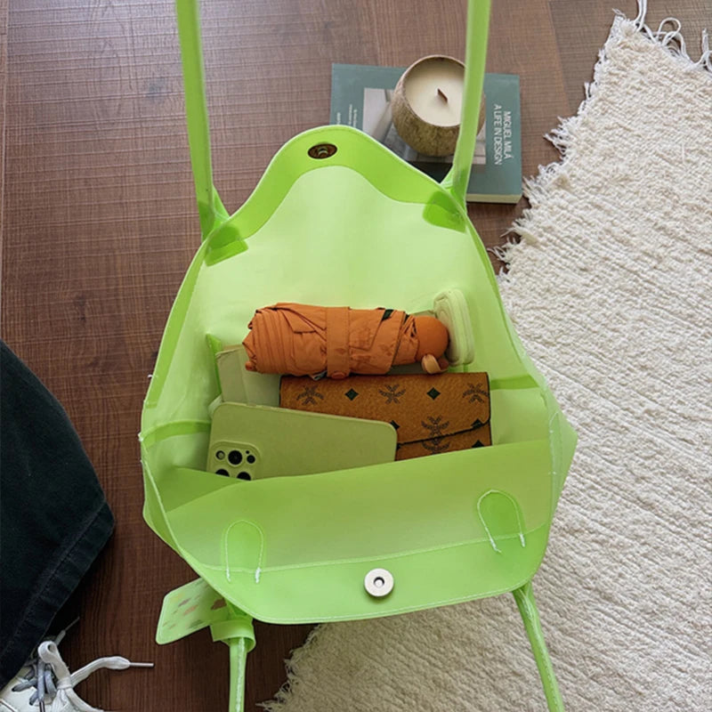 PVC Tote Bag with Mini Pouch – Large Capacity Waterproof Shoulder Bag