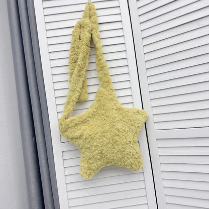 Star-Shaped Plush Crossbody Bag for Girls – Fluffy Shoulder Bag