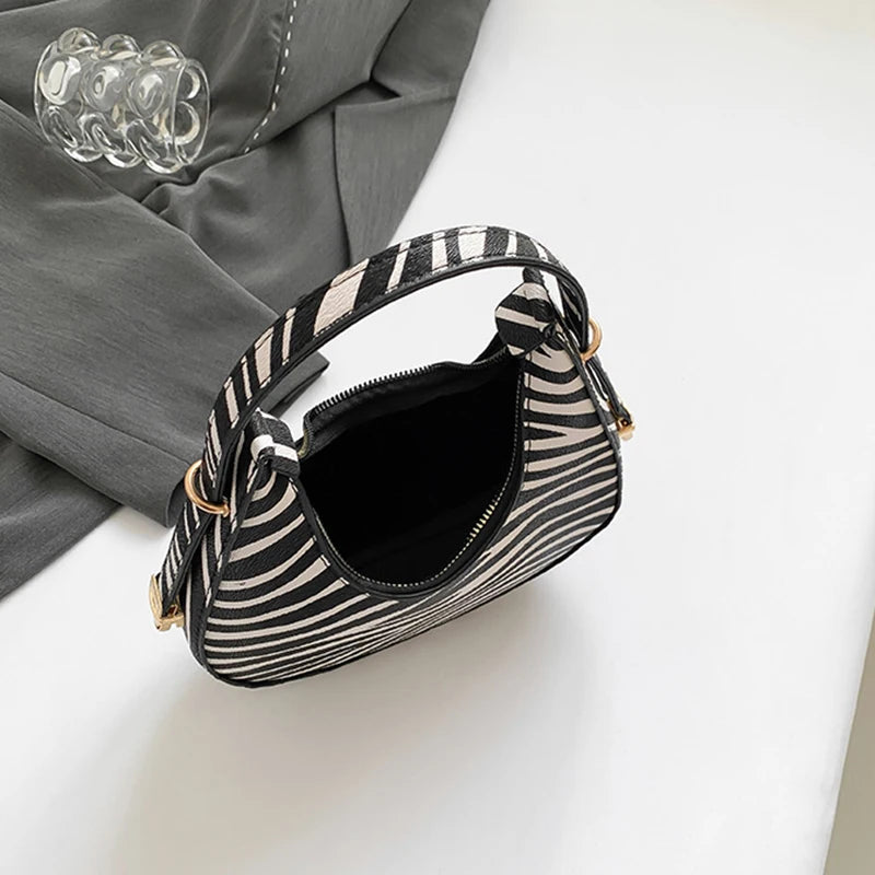 Animal Print Crescent Shoulder Bag for Women – Cow & Leopard