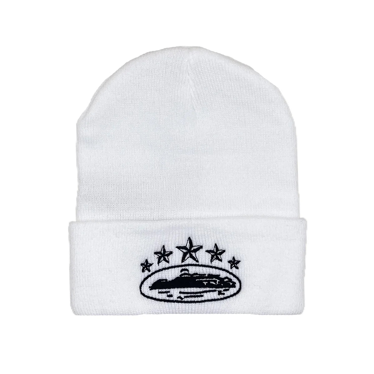 Winter Knitted Beanie Hat – Star & Ship Embroidery Warm Cap
