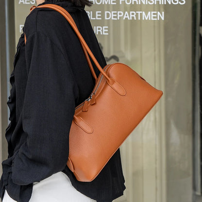 Genuine Leather Baguette Shoulder Bag – Women's Pebbled Hobo Tote