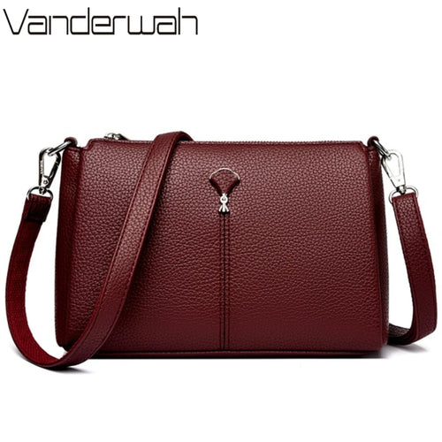Leather Crossbody Bag for Women – 3-Layer Elegant Shoulder Purse