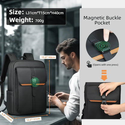 Vintage Flap Backpack for Men – Waterproof 15.6" Laptop College Travel Bag