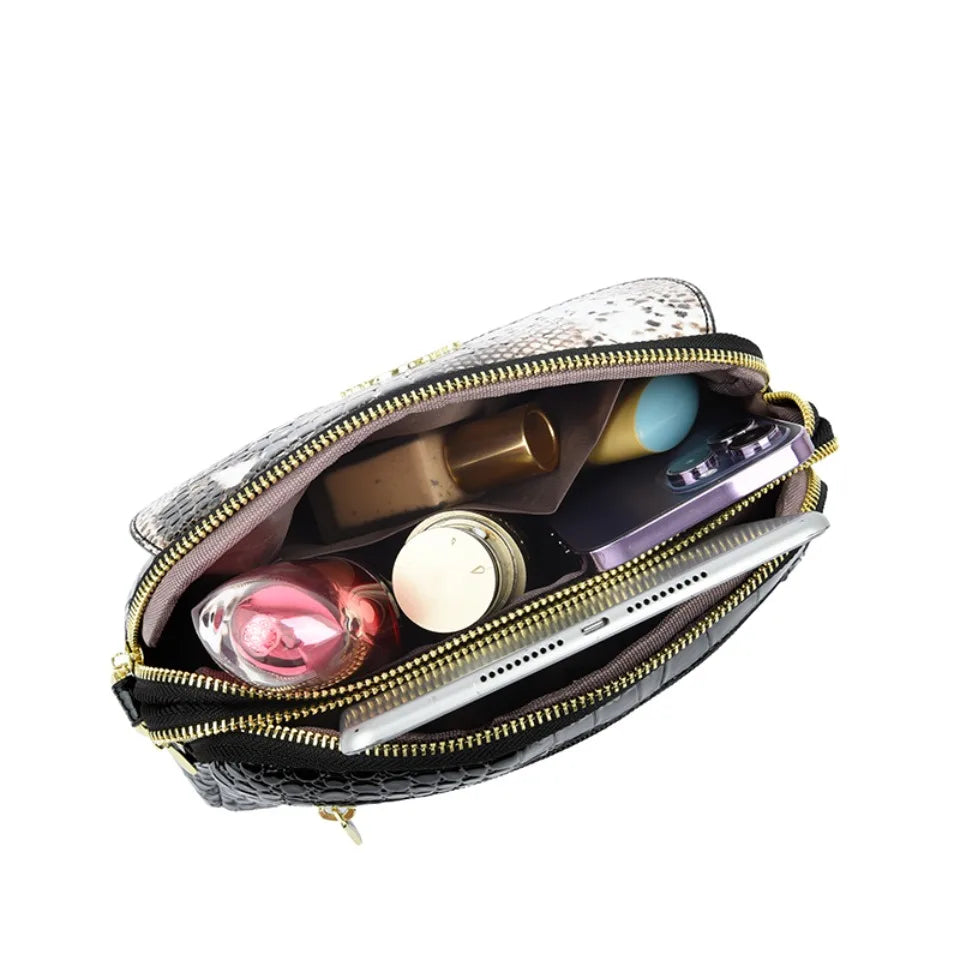 Snake Pattern Crossbody Bag for Women – Patent Leather