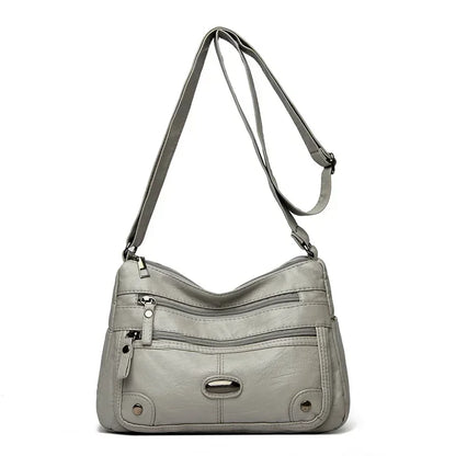 Women's Leather Shoulder Bag – Large Capacity Multi-Pocket Crossbody
